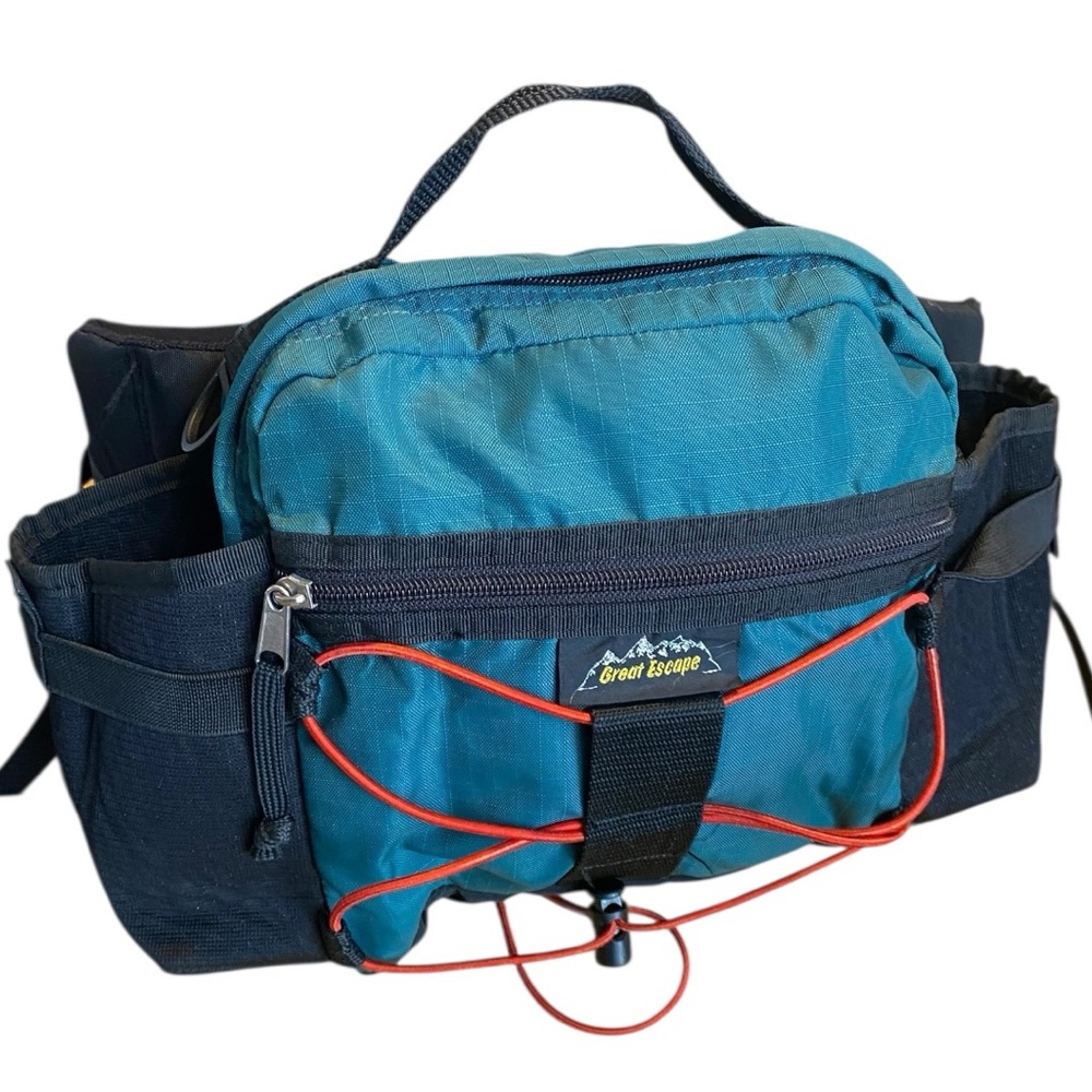 Great Escape Lumbar Belt Waist Pack Green Bottle Holder Hiking Hydration Gear